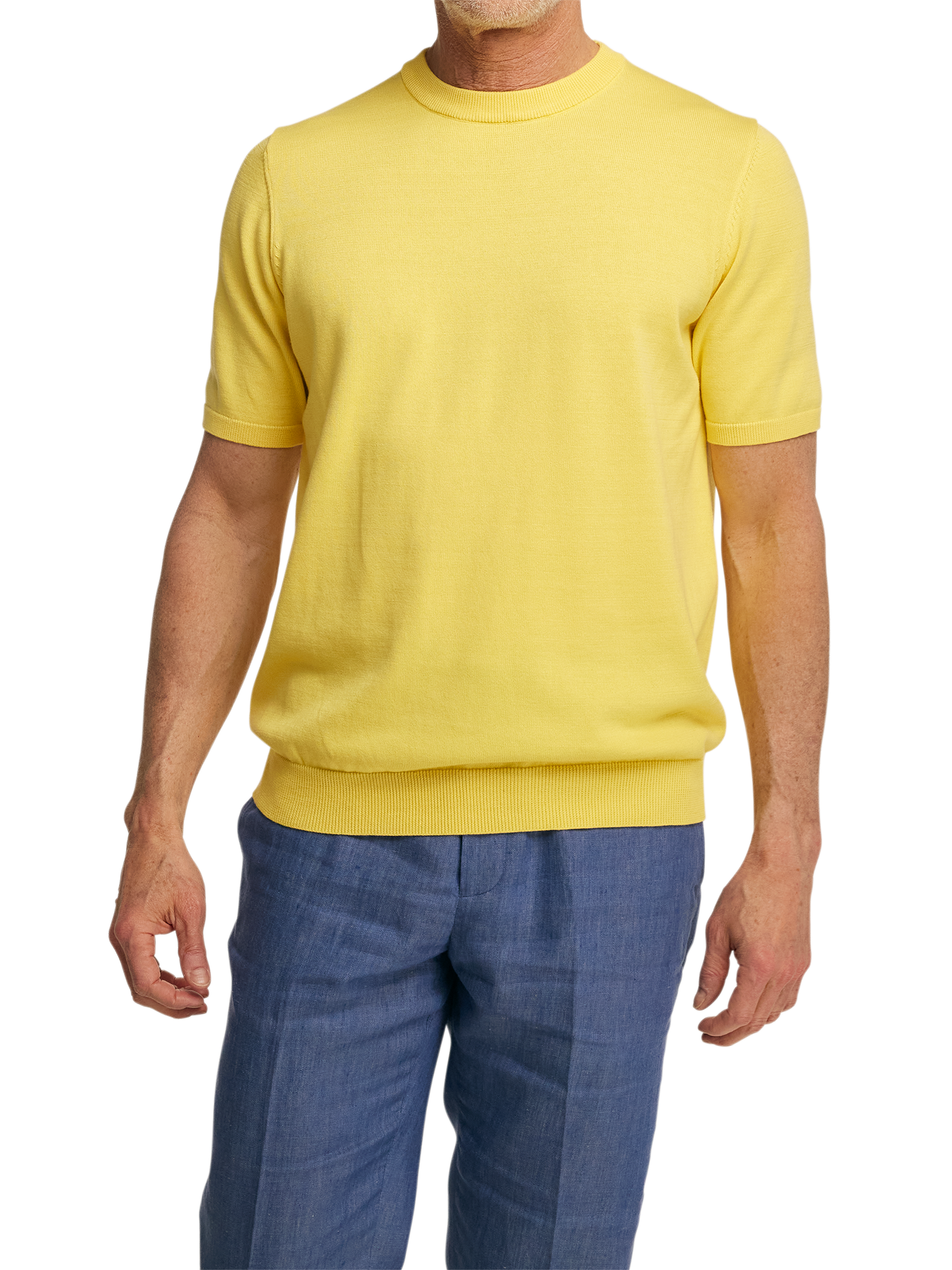 Supima Cotton Crew Neck Sweater - Light Yellow