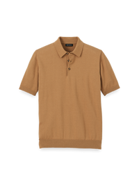 Supima Cotton Three Button Polo - Light Brown
