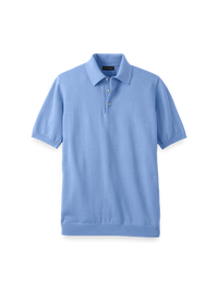 Supima Cotton Three Button Polo - Blue