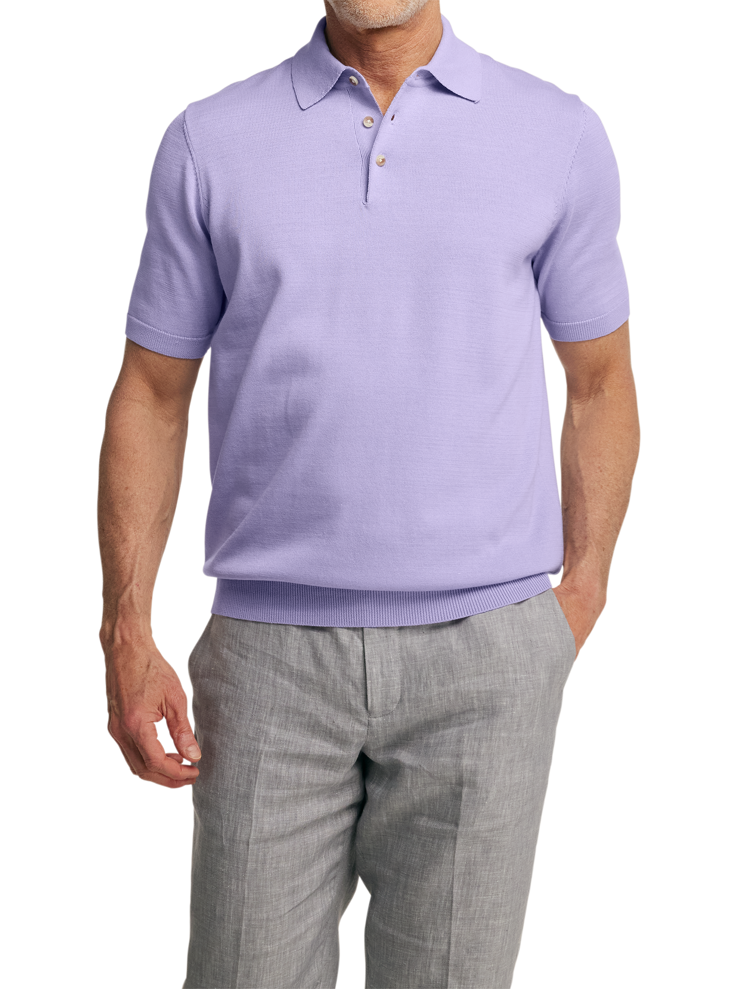 Supima Cotton Three Button Polo - Lavender