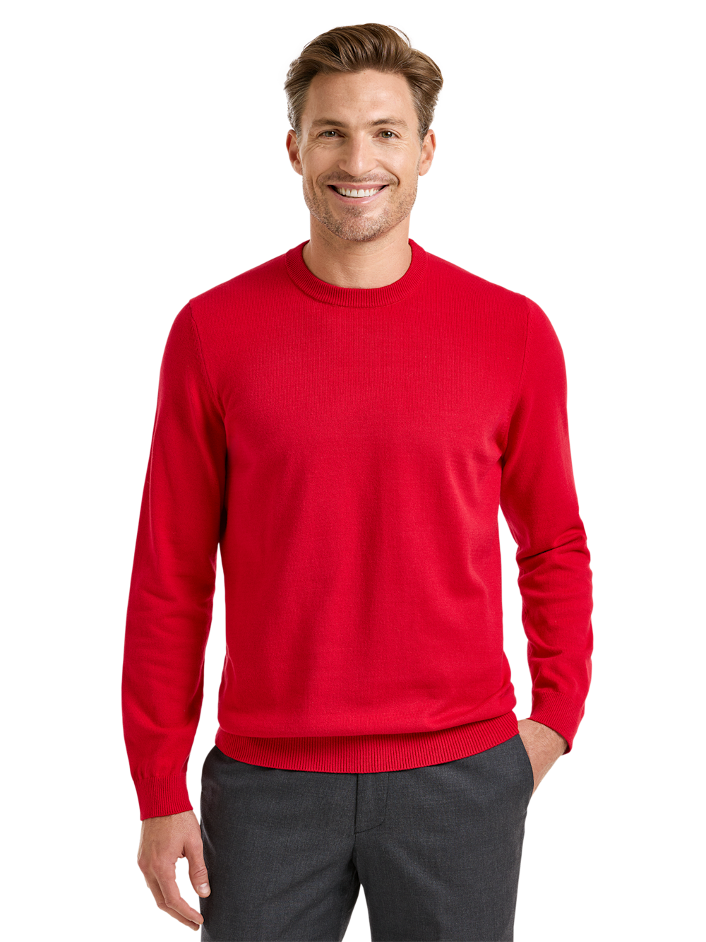Alternate Shot of Men's Red Solid Knitwear