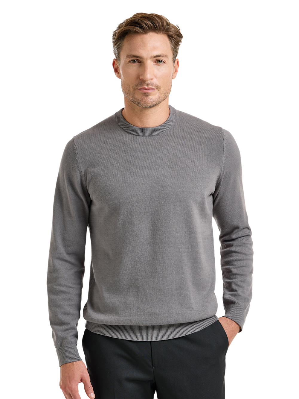 Alternate Shot of Men's Medium Grey Solid Knitwear