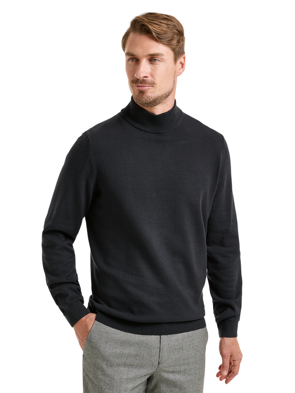 Alternate Shot of Men's Black Solid Knitwear