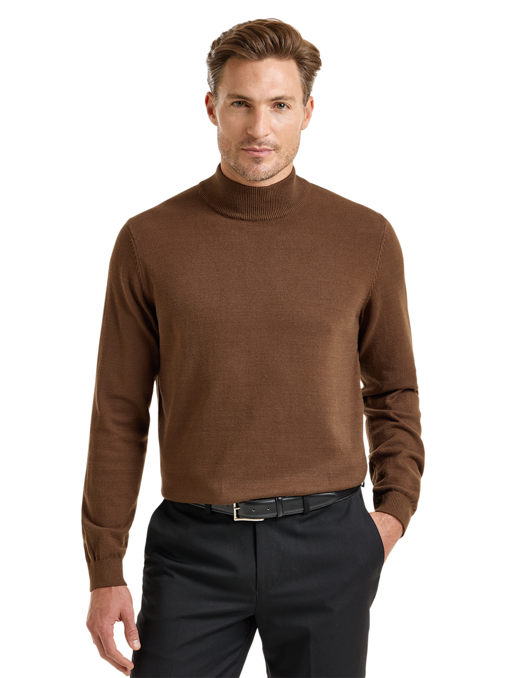 Alternate Shot of Men's Brown Solid Knitwear