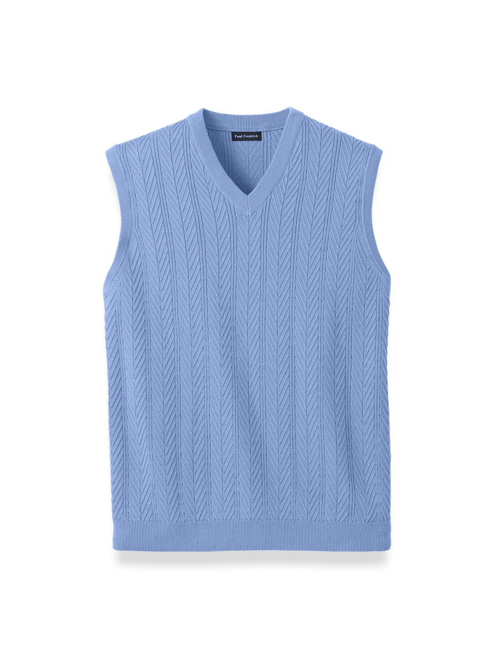 Cotton V-neck Vest - Blue – Paul Fredrick