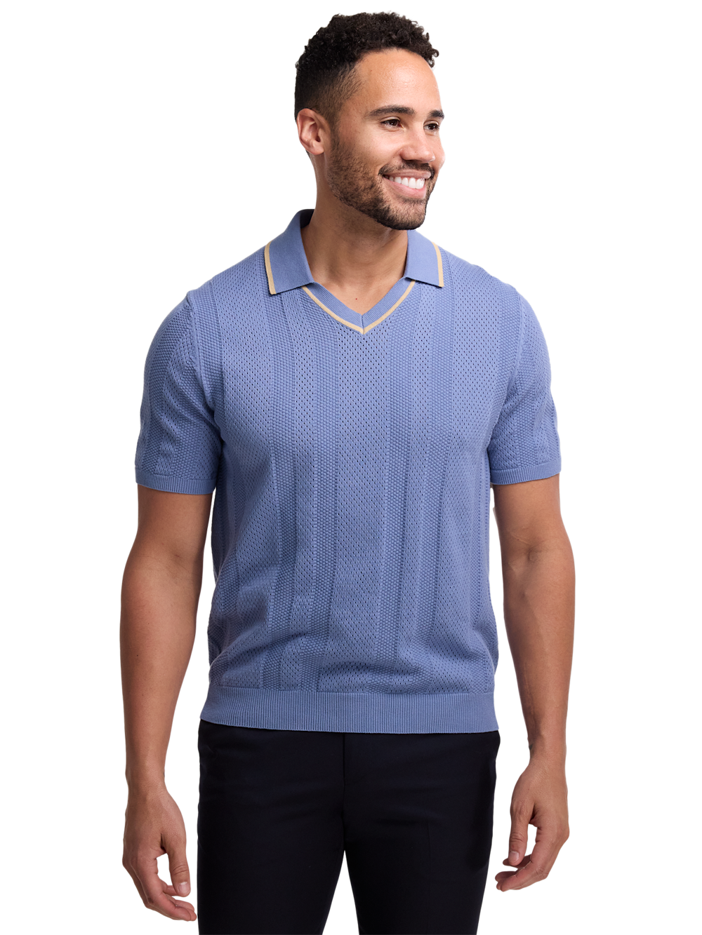 Alternate Image of Cotton Crochet V-neck Polo-1