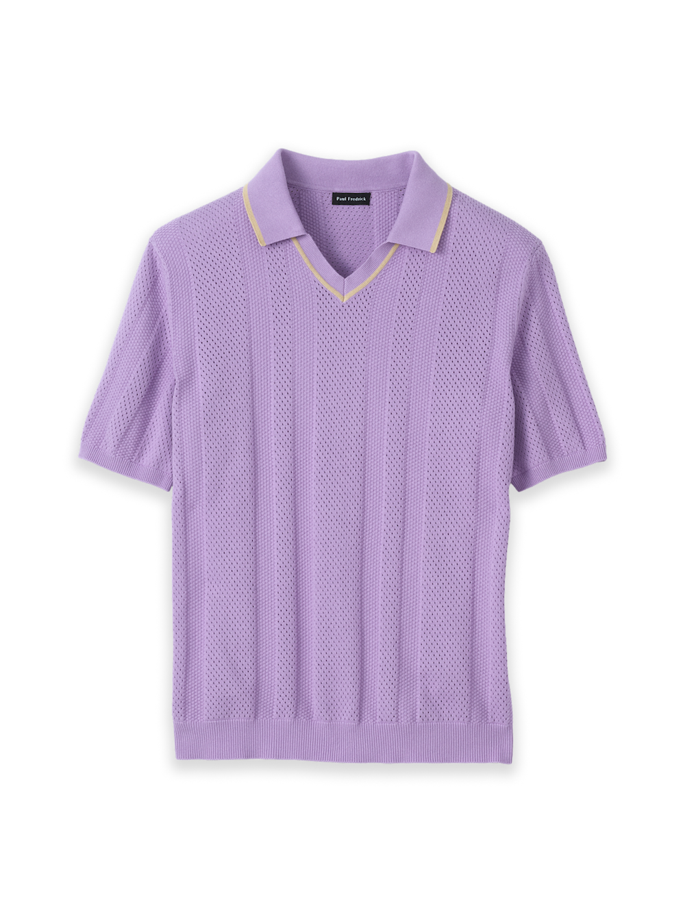 Product Image of Cotton Crochet V-neck Polo-Lavender