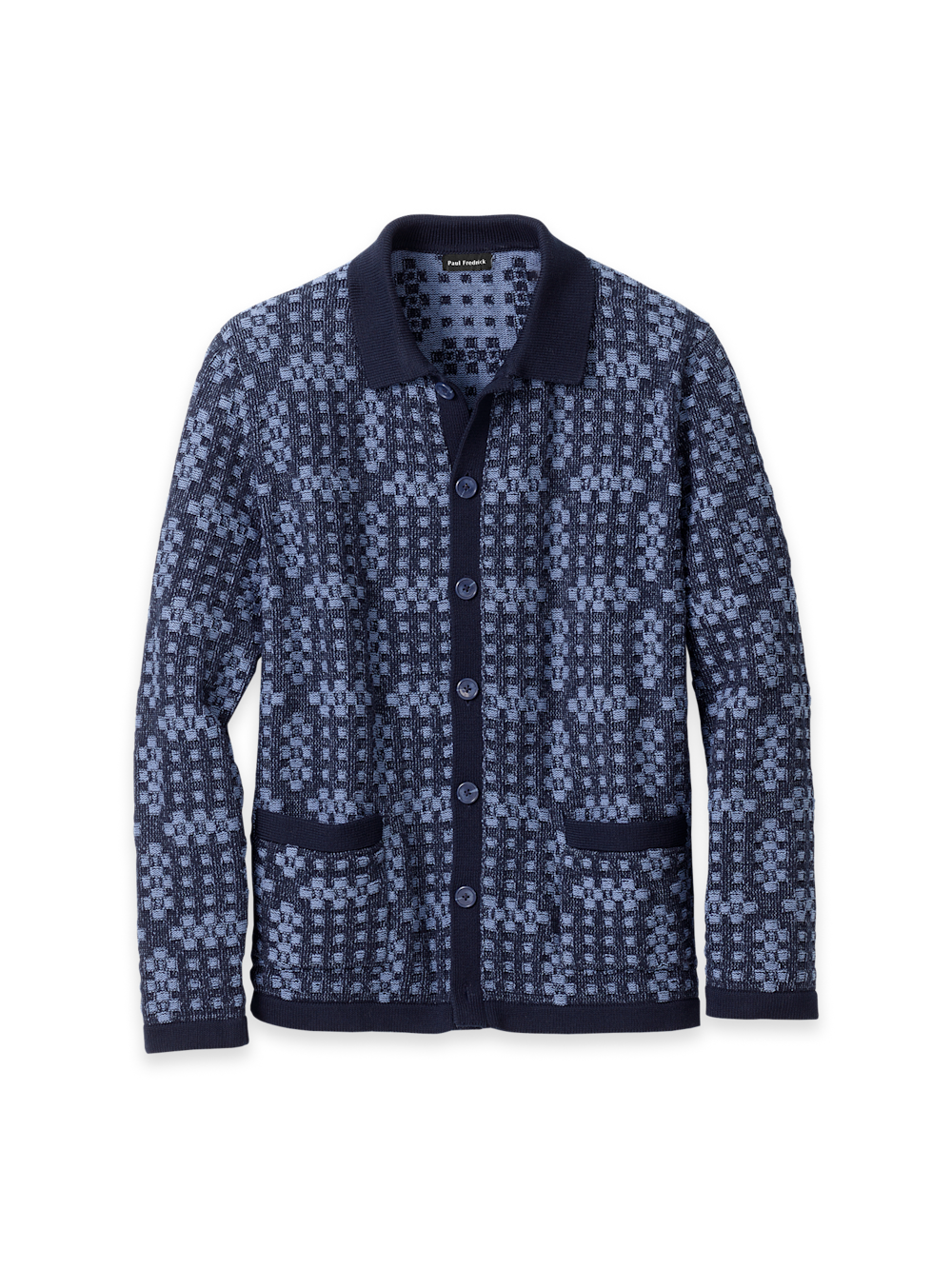 Product Image of Cotton Button Front Polo-Navy