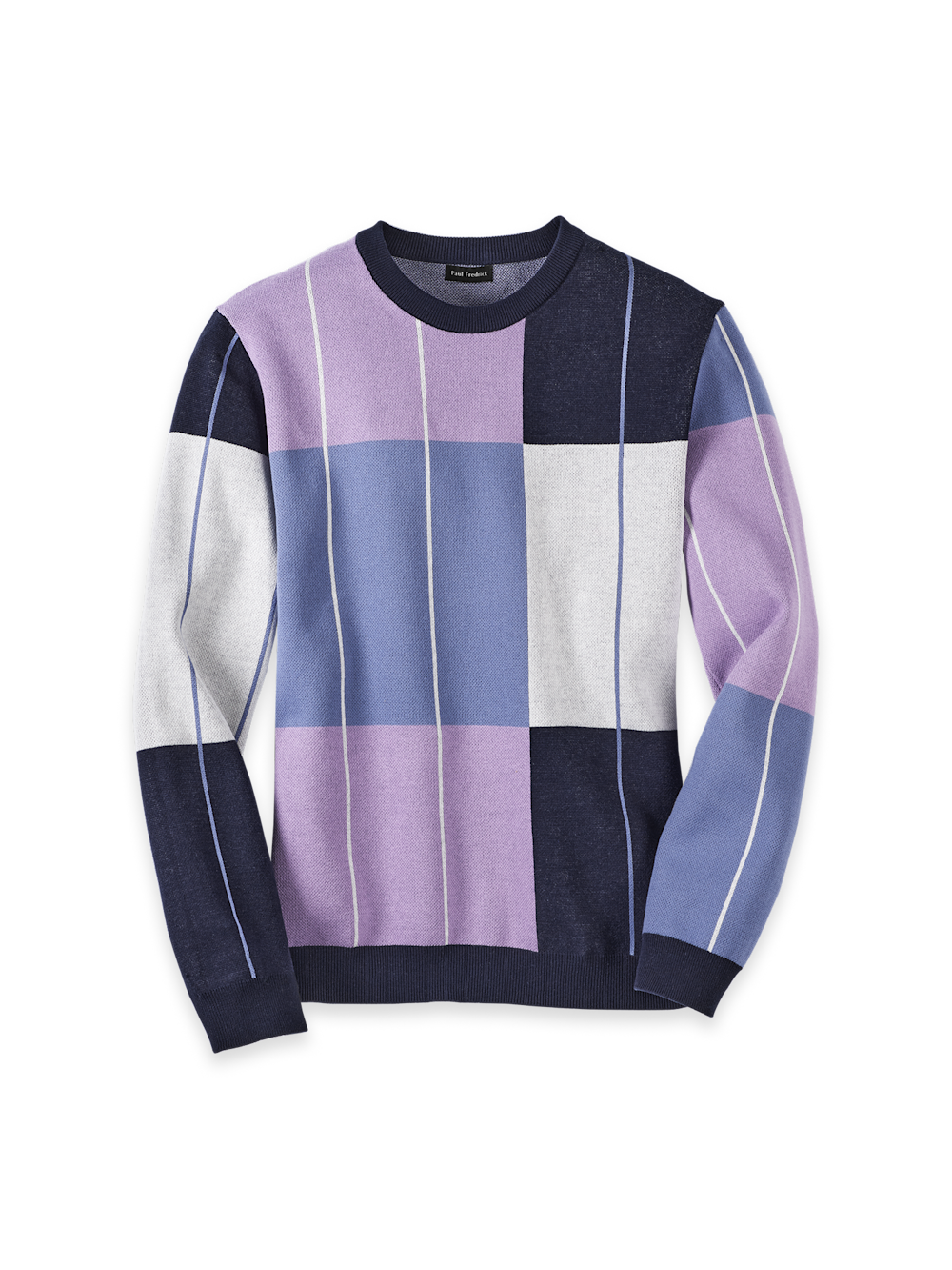 Product Image of Cotton Crewneck Sweater-Navy/Purple