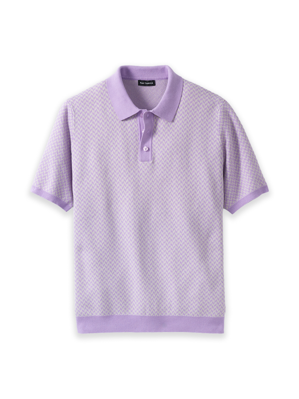Product Image of Cotton Three Button Polo-Purple/Grey