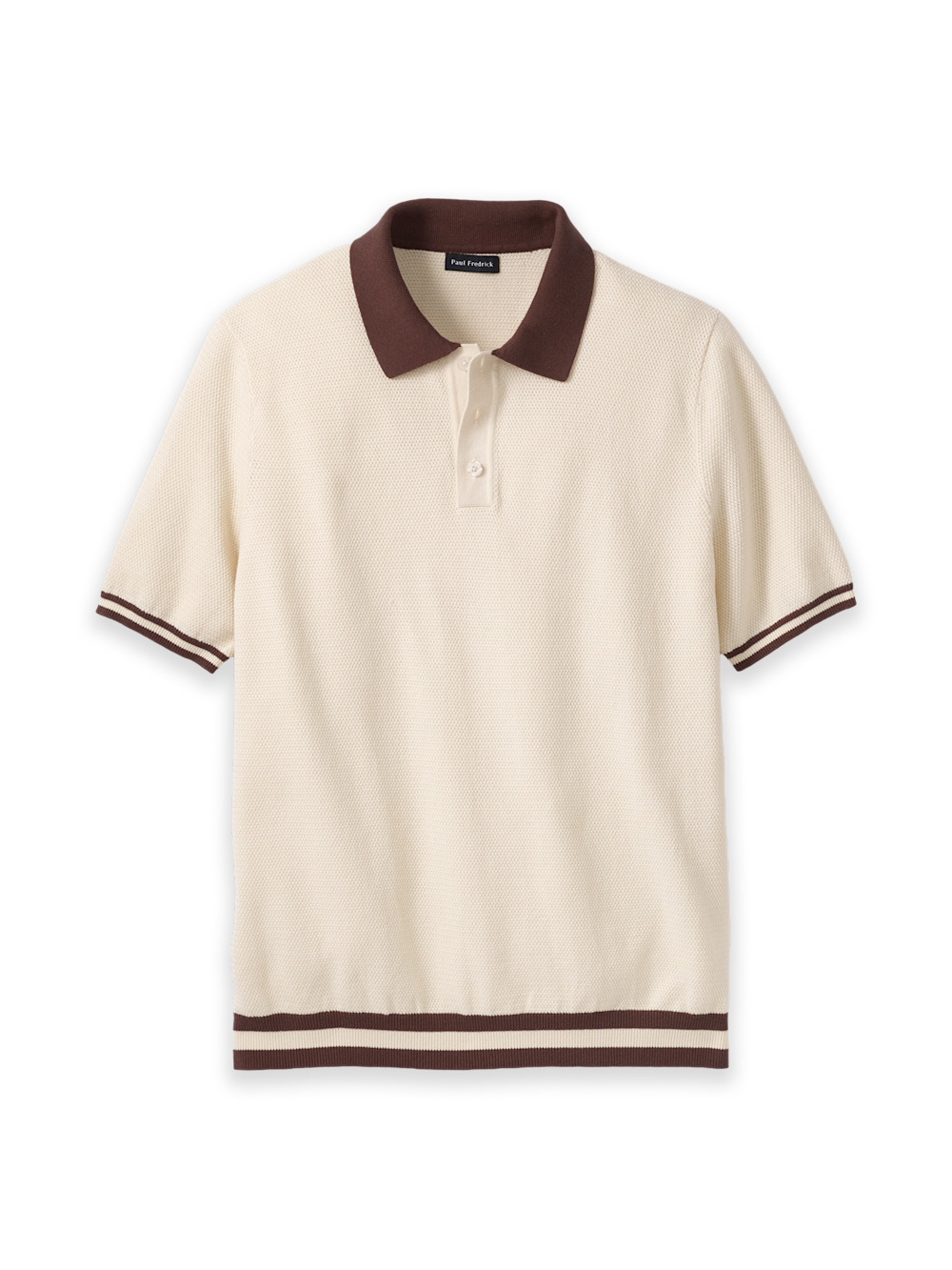 Product Image of Cotton Three Button Polo-Tan