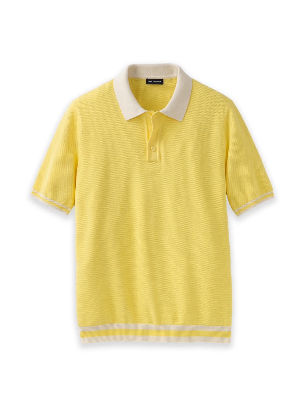 Product Image of Cotton Three Button Polo-Yellow