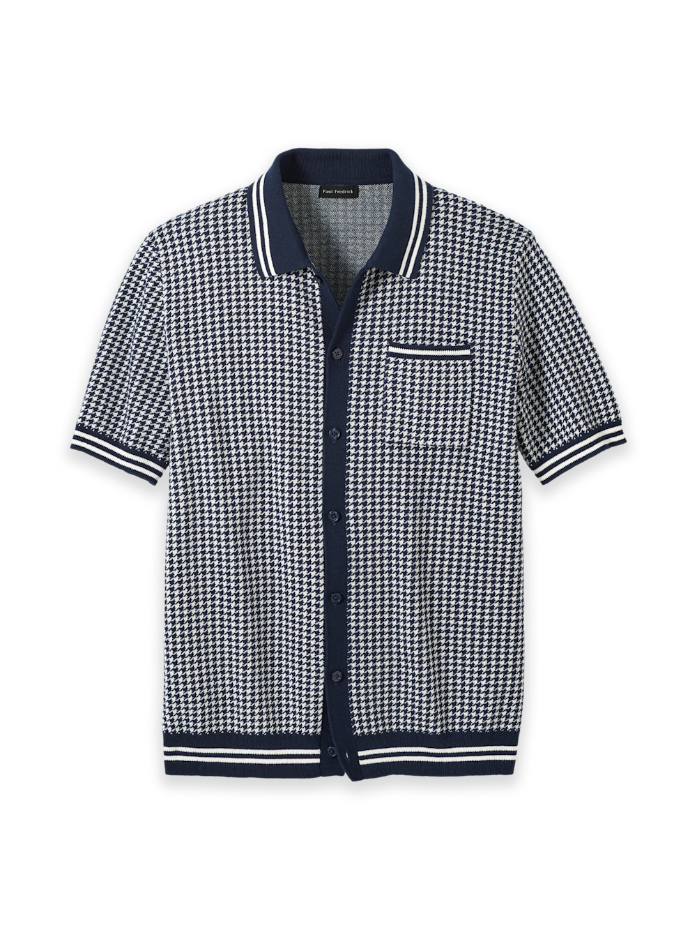 Product Image of Cotton Button Front Polo-Navy