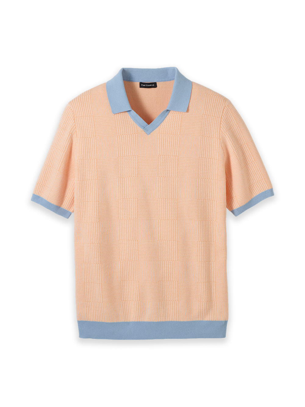 Cotton V-Neck Polo - Peach – Paul Fredrick