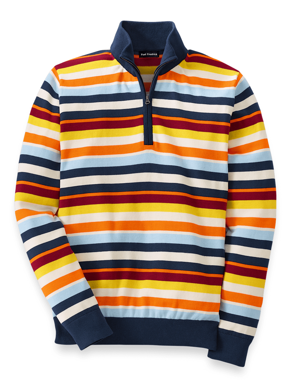 Cotton Quarter Zip Mock Neck Sweater - Multi – Paul Fredrick