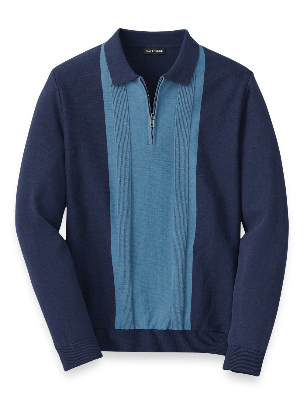 Cotton Quarter Zip Polo - Blue – Paul Fredrick Cotton Quarter Zip Polo - Blue – Paul Fredrick