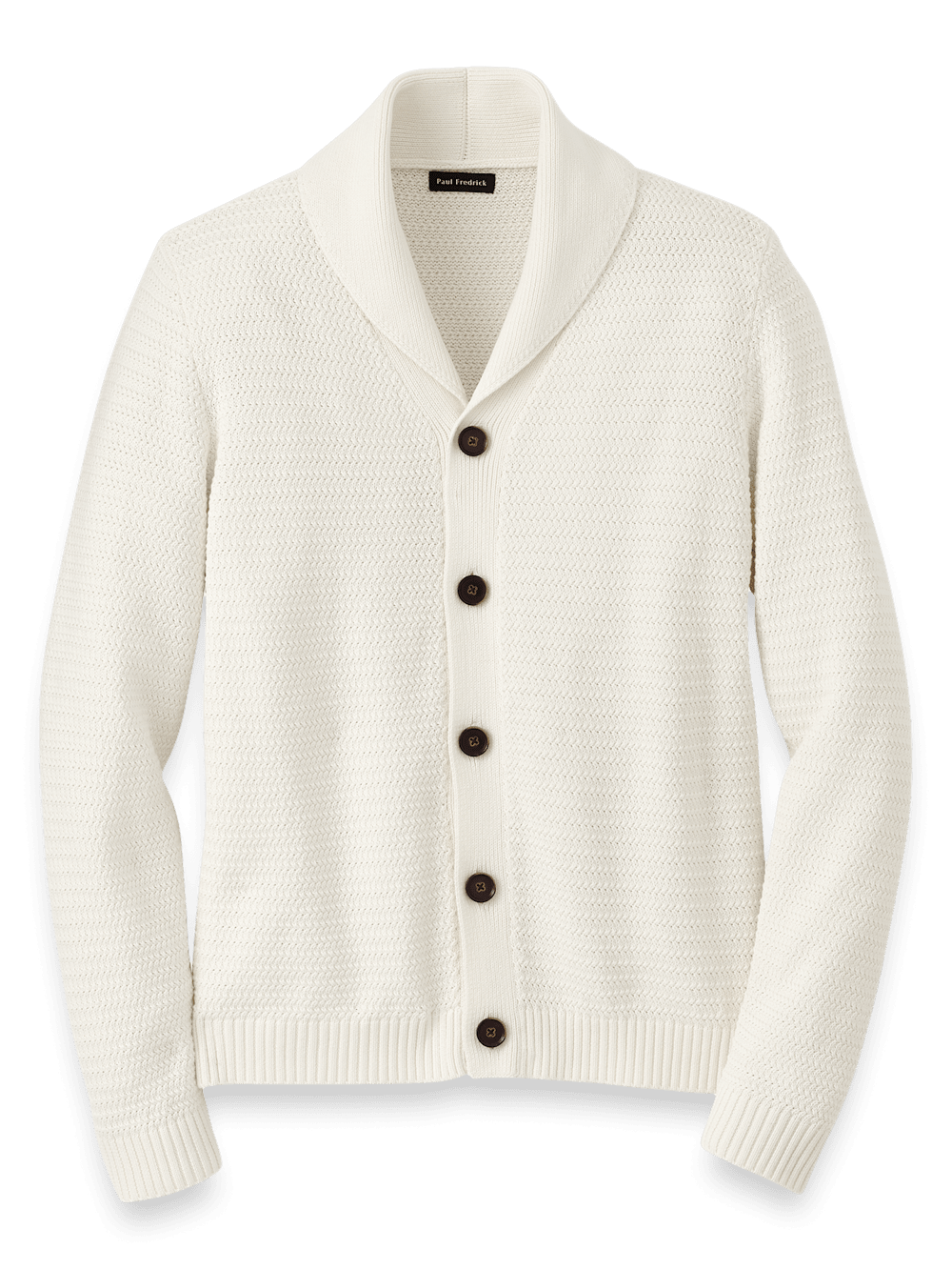 Cotton Button Front Shawl Collar Cardigan Sweater - Ivory Cotton Button Front Shawl Collar Cardigan Sweater - Ivory