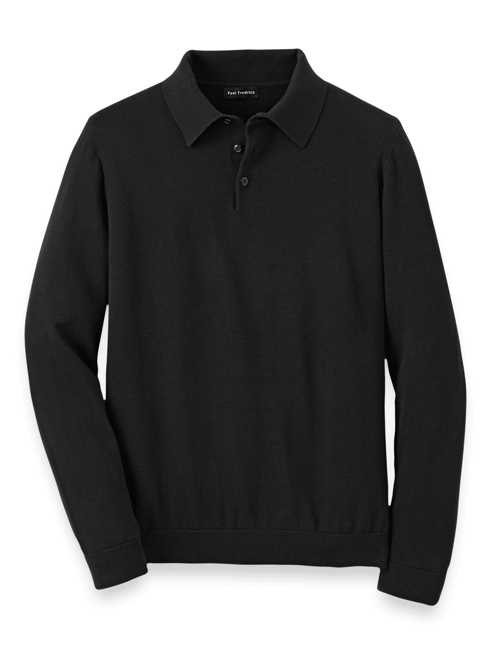 Supima Cotton Three Button Polo - Black – Paul Fredrick Supima Cotton Three Button Polo - Black – Paul Fredrick