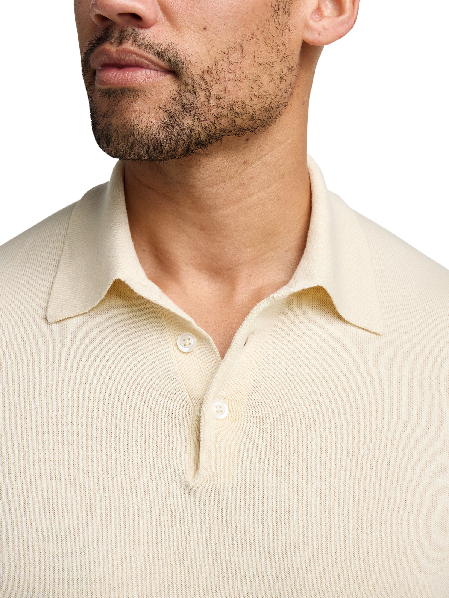 Supima Cotton Three Button Polo - Ivory