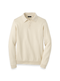 Supima Cotton Three Button Polo - Ivory