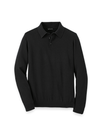 Supima Cotton Three Button Polo - Black