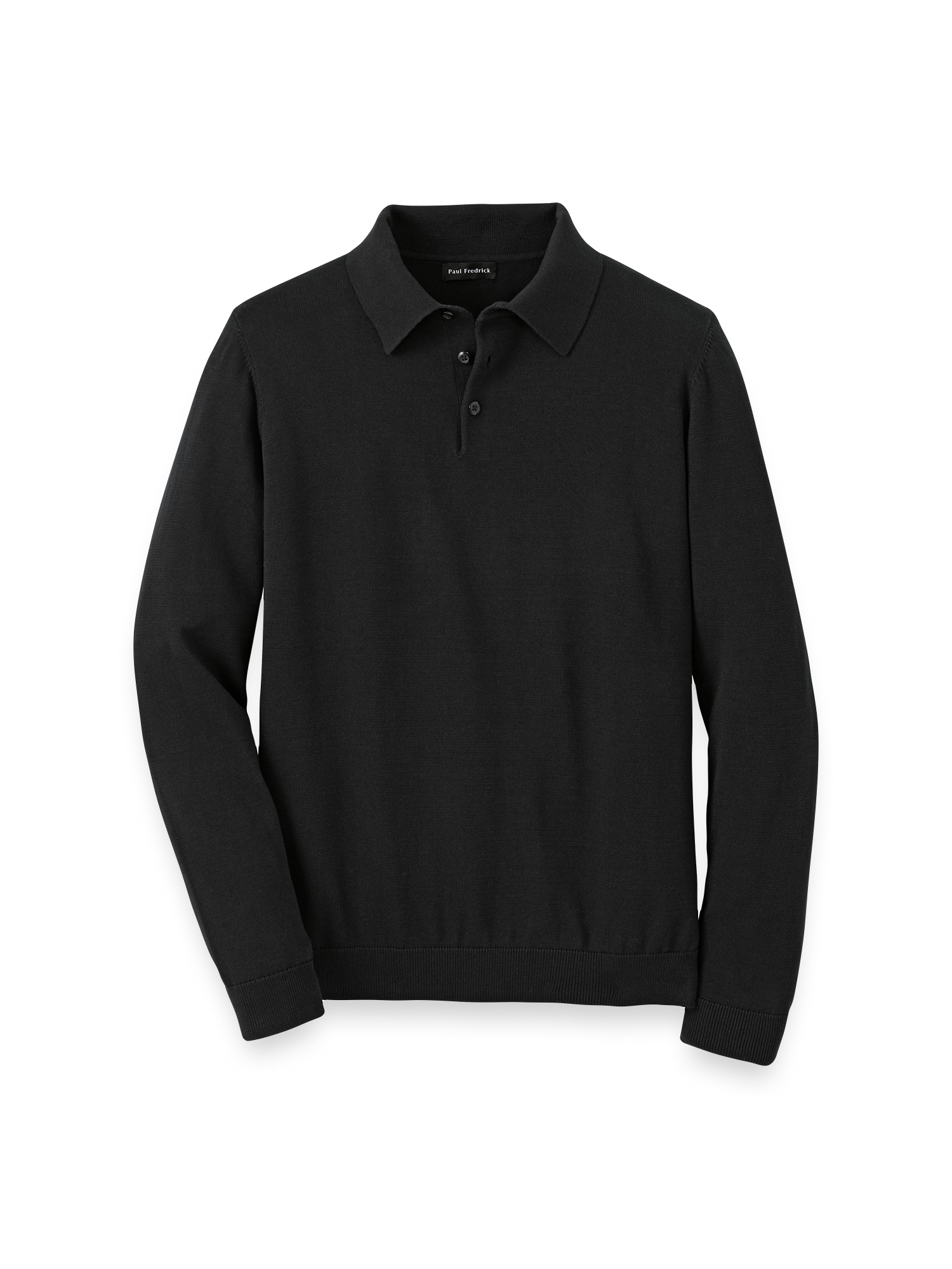 Supima Cotton Three Button Polo - Black – Paul Fredrick