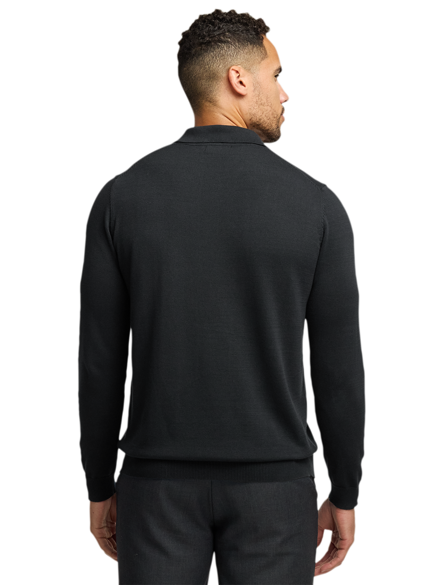 Supima Cotton Three Button Polo - Black