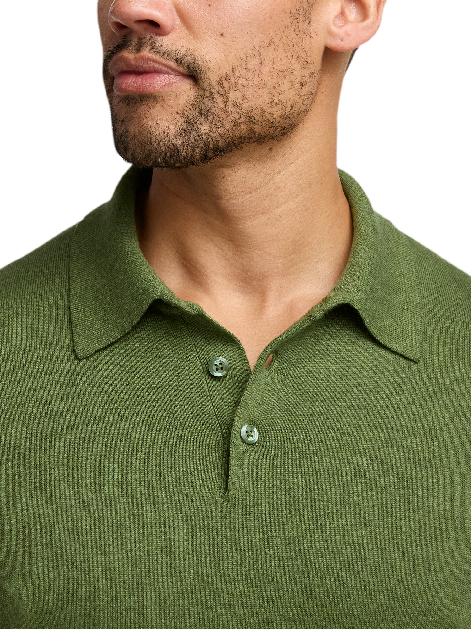 Supima Cotton Three Button Polo - Olive