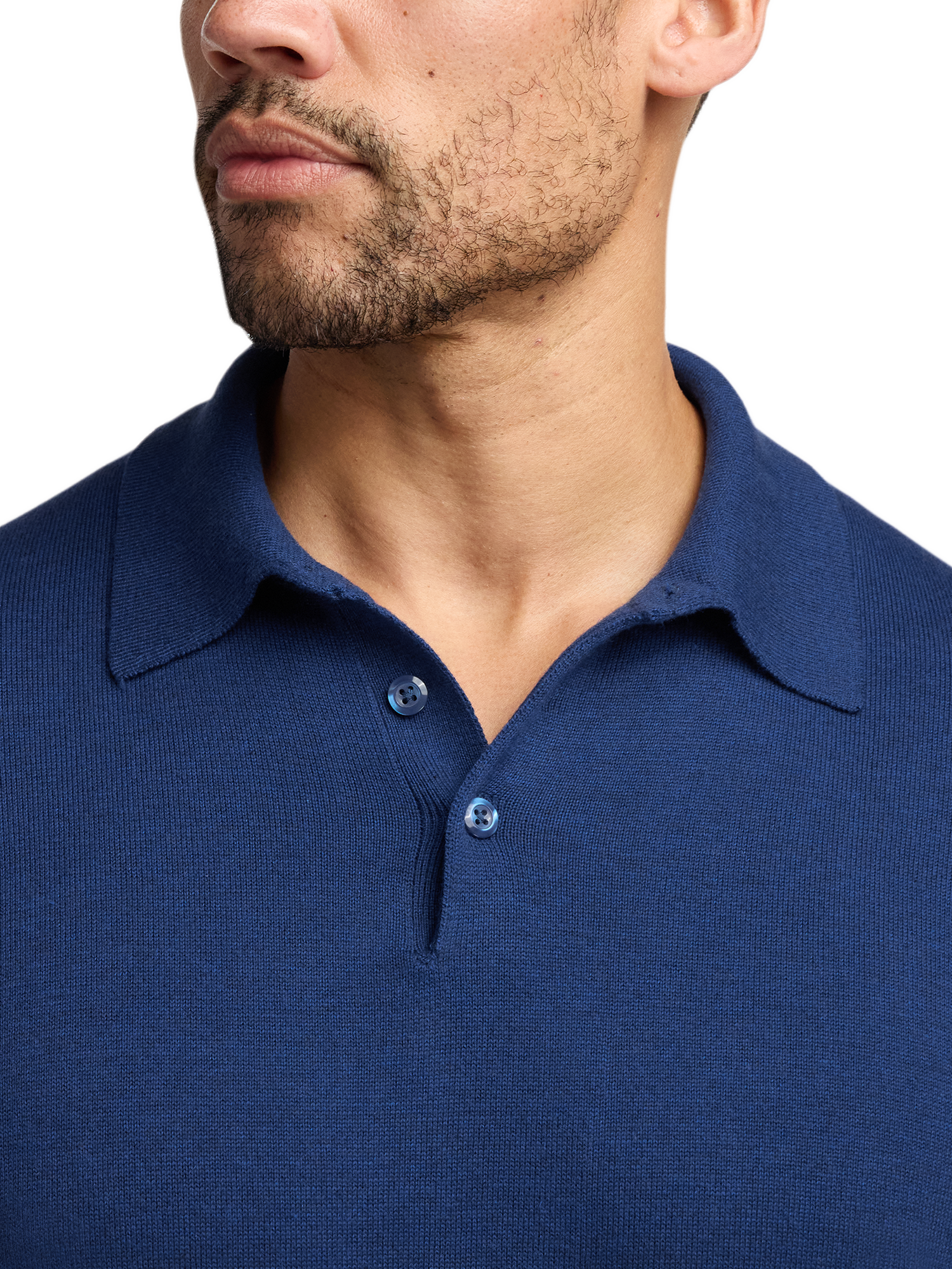 Supima Cotton Three Button Polo - Dark Blue