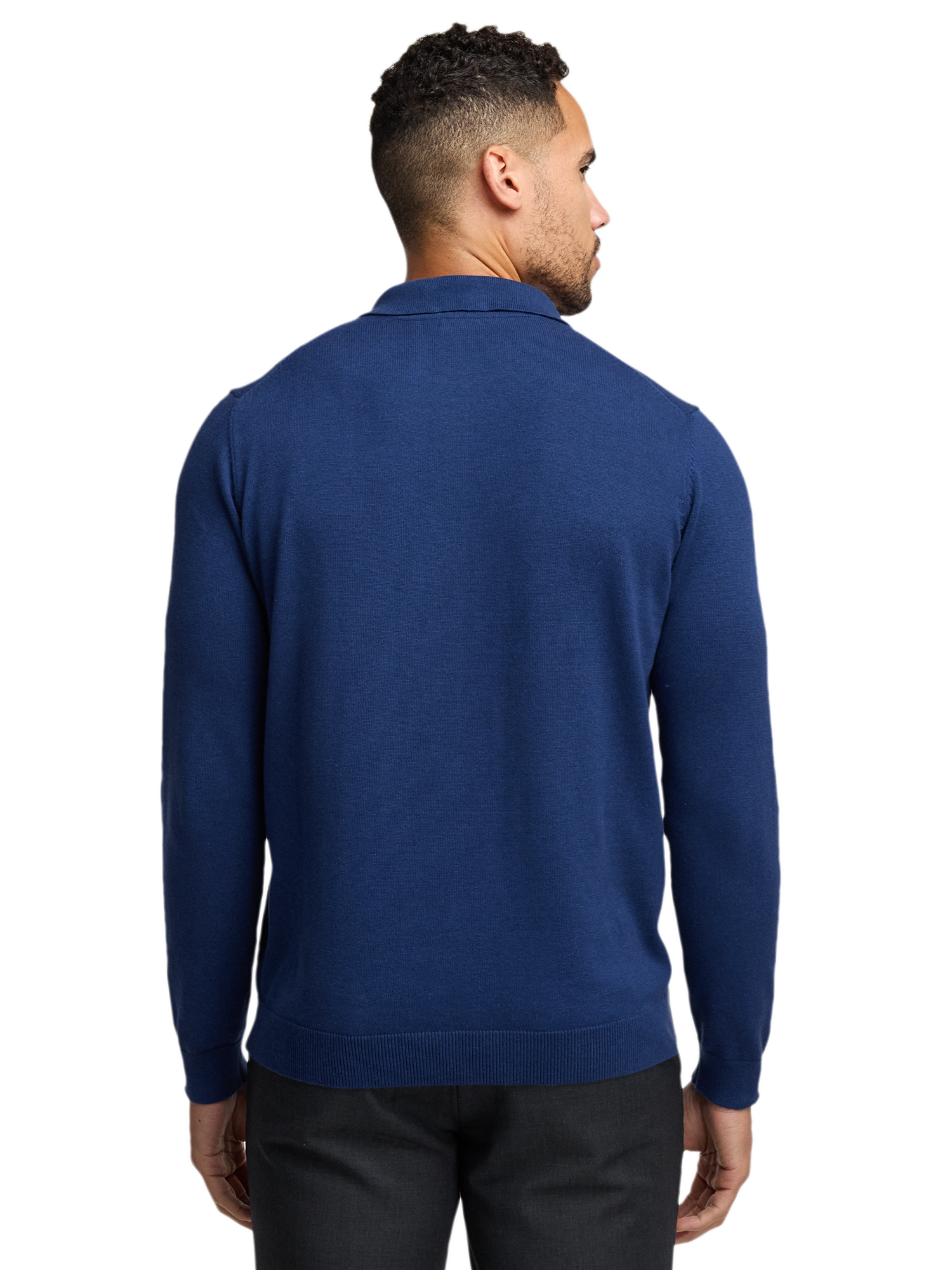 Supima Cotton Three Button Polo - Dark Blue