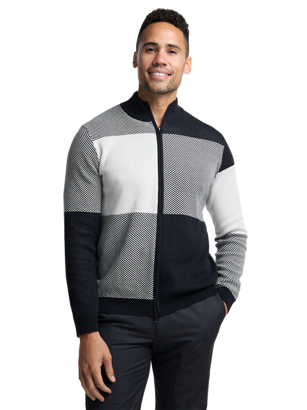 Alternate Image of Cotton Full Zip Mock Neck Sweater-1