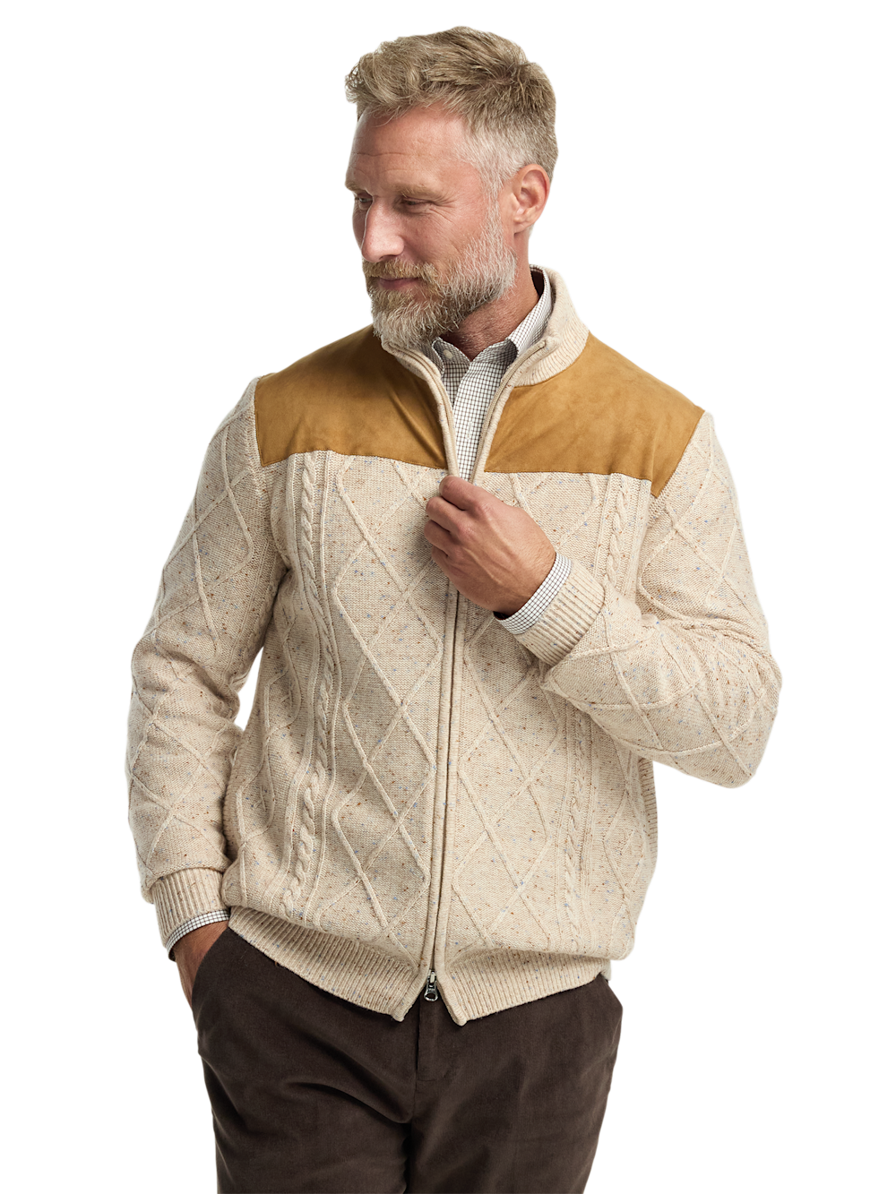 Alternate Image of Donegal Full Zip Mock Neck Sweater-1