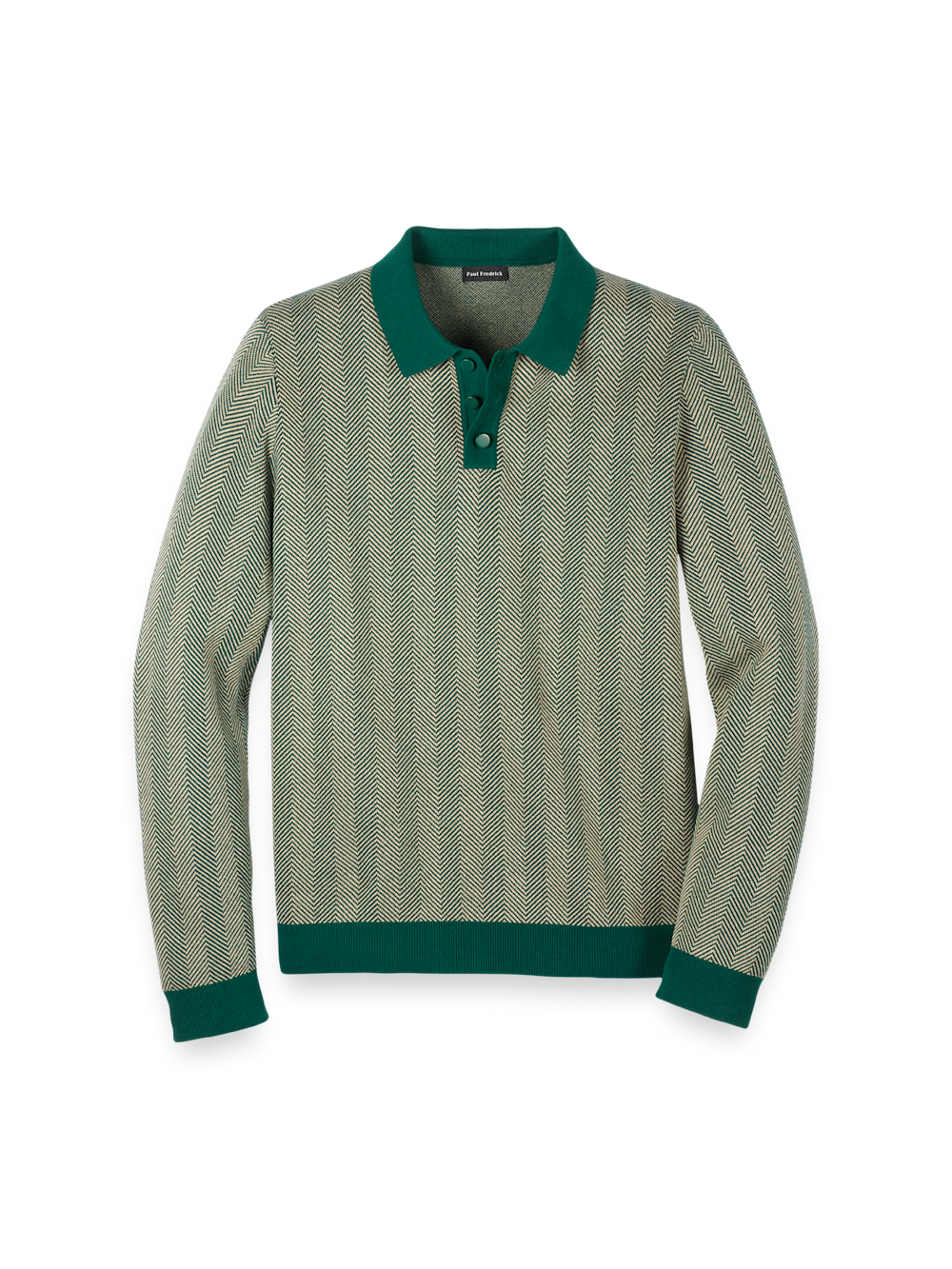 Product Image of Cotton Three Button Polo-Green