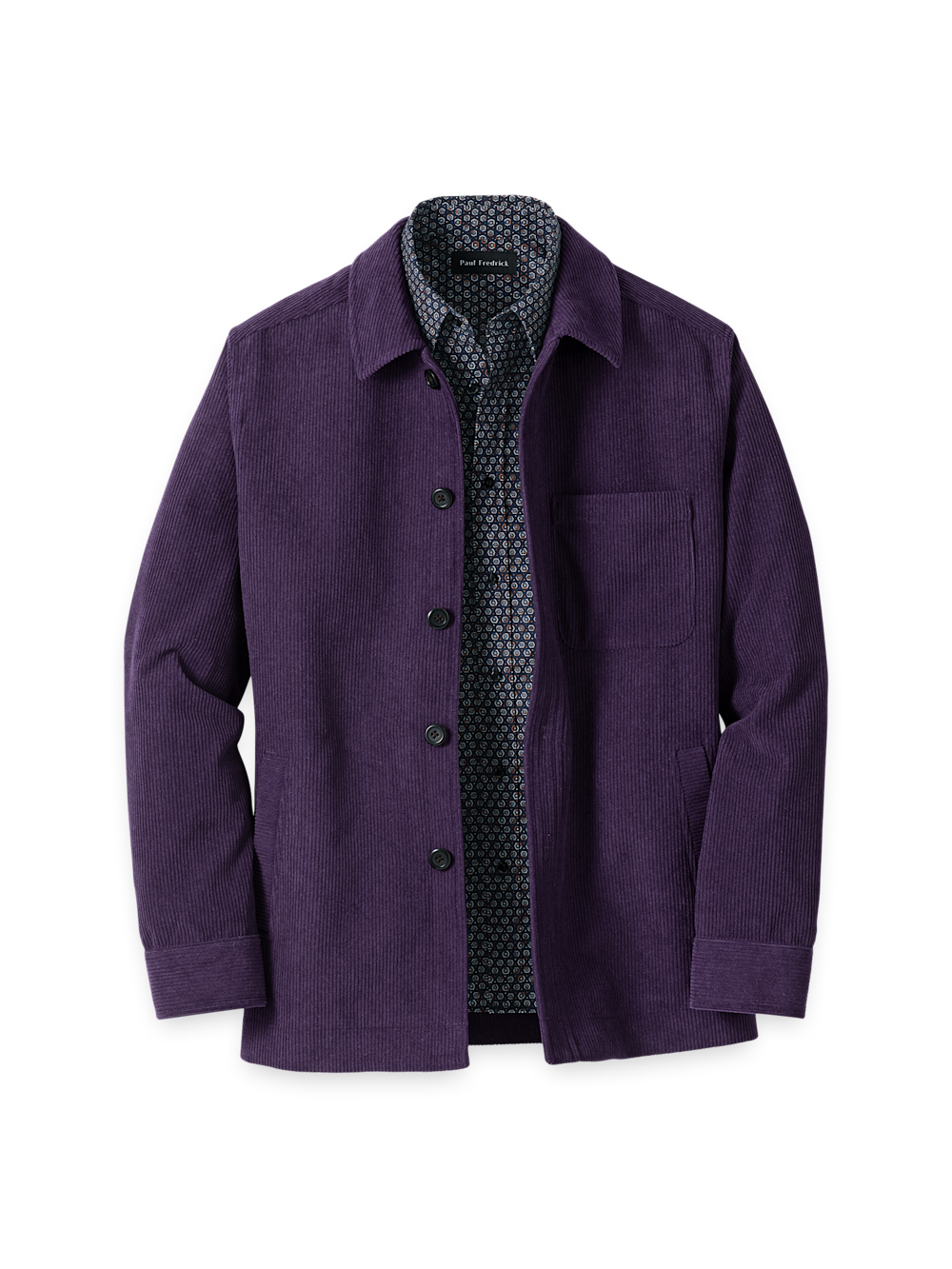 Microfiber Corduroy Shirt Jacket - Purple – Paul Fredrick