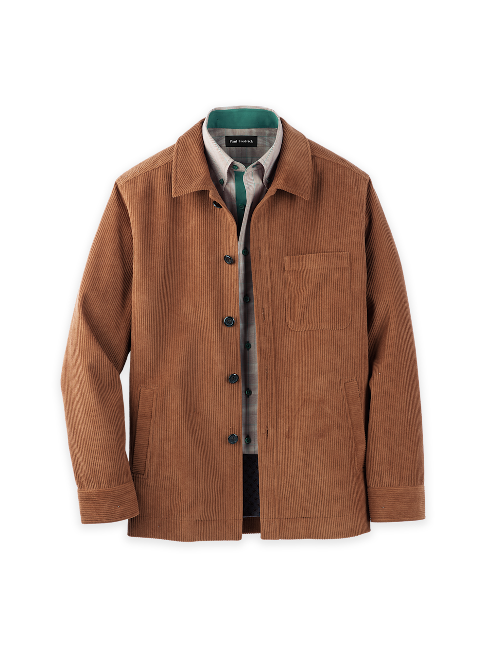 Microfiber Corduroy Shirt Jacket Brown – Paul Fredrick