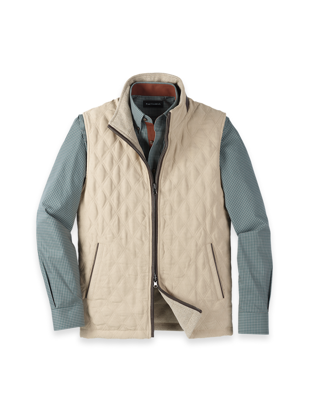 Microsuede Check Reversible Vest - Cream – Paul Fredrick