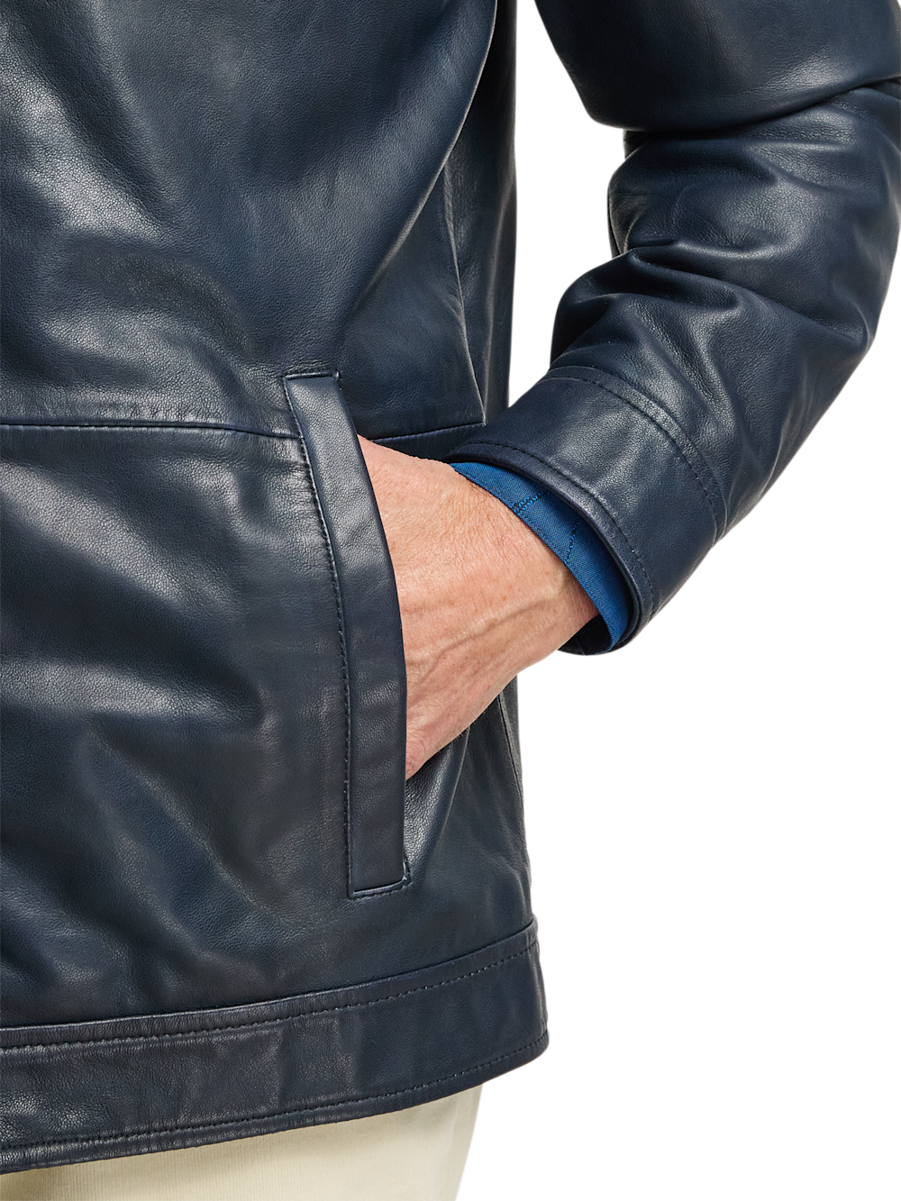 Alternate Image of Leather Bomber Jacket-6