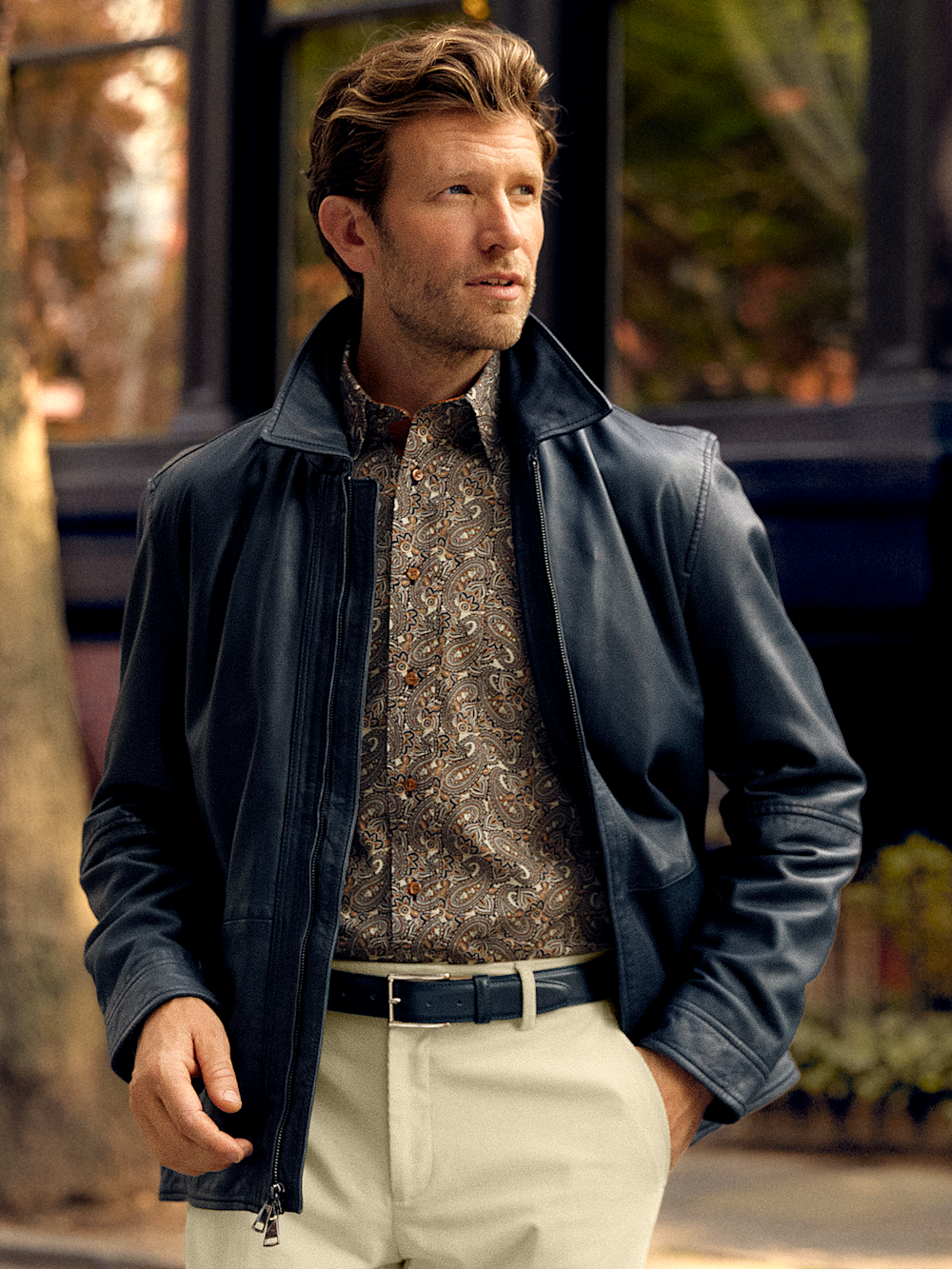 Alternate Image of Leather Bomber Jacket-8