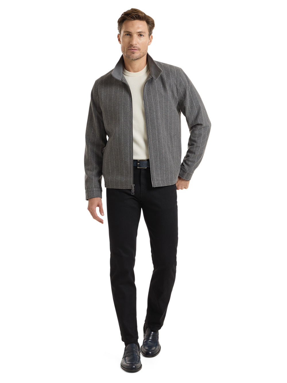 Alternate Shot of Men's Grey Stripe Outerwear