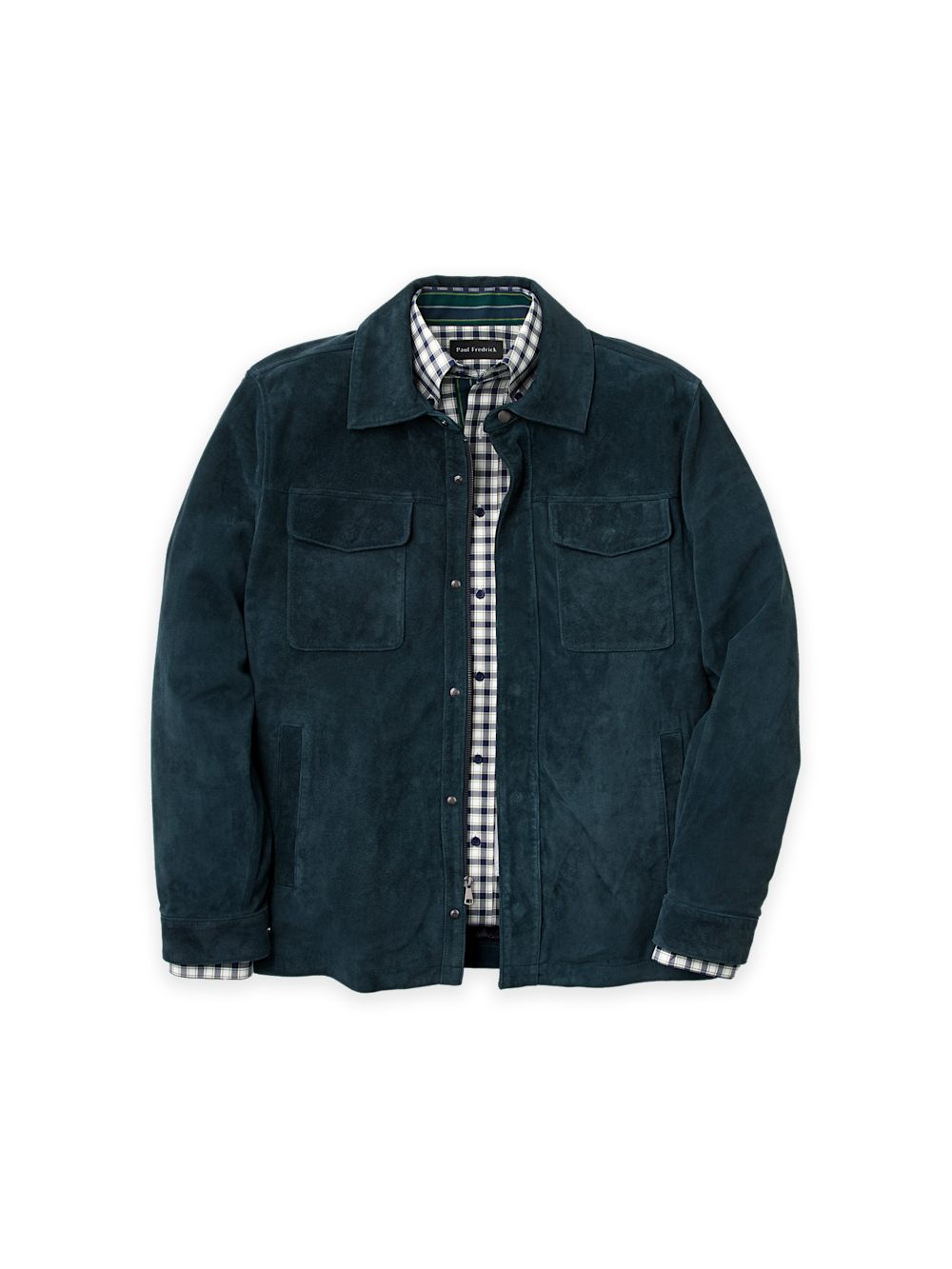 Product Image of Suede Shirt Jacket-Teal