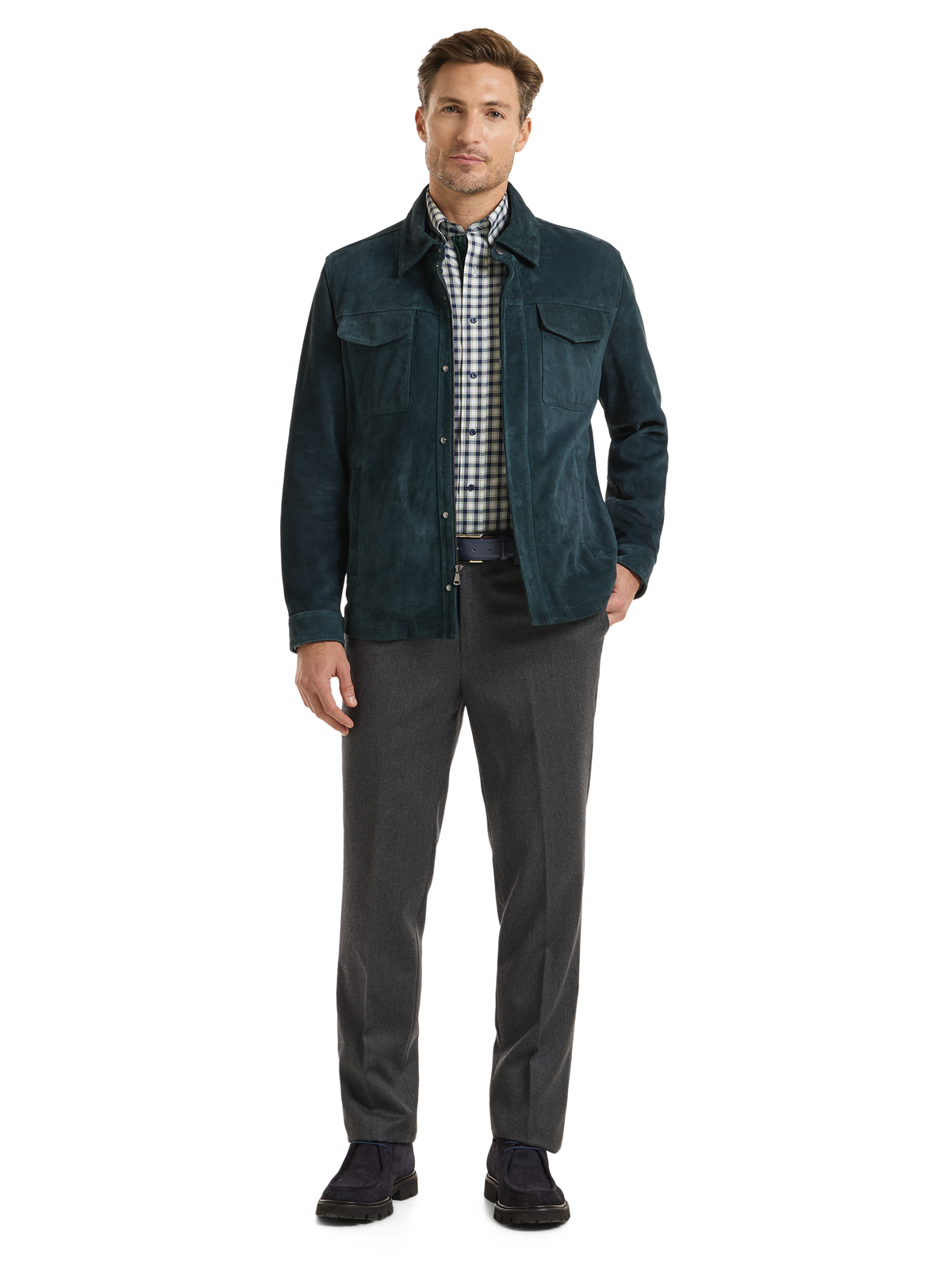 Alternate Shot of Men's Teal Solid Outerwear