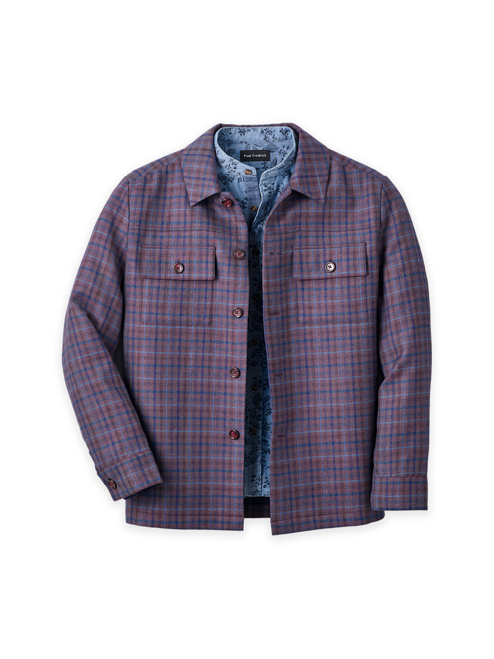 Product Image of Wool Shirt Jacket-Plum/Navy