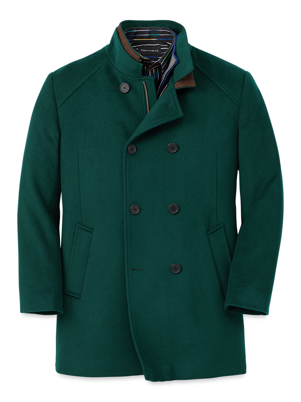 Wool Double Breasted Carcoat Dark Green Large