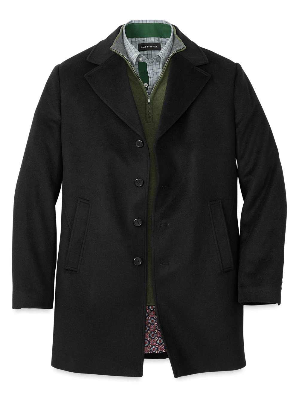 Wool Blend Topcoat Black Paul Fredrick