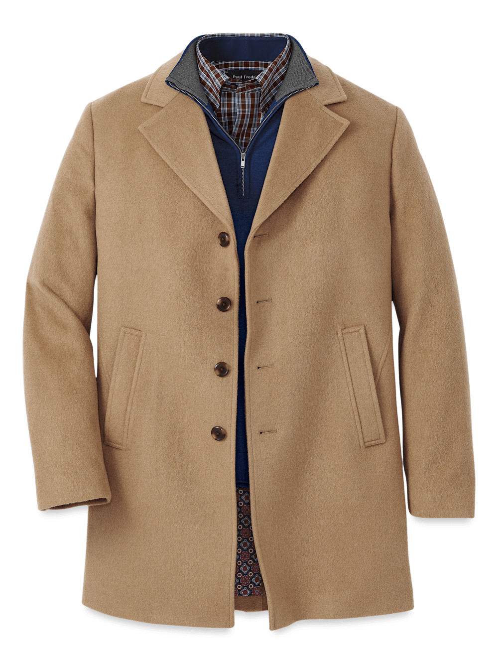 Slim fit camel topcoat sales