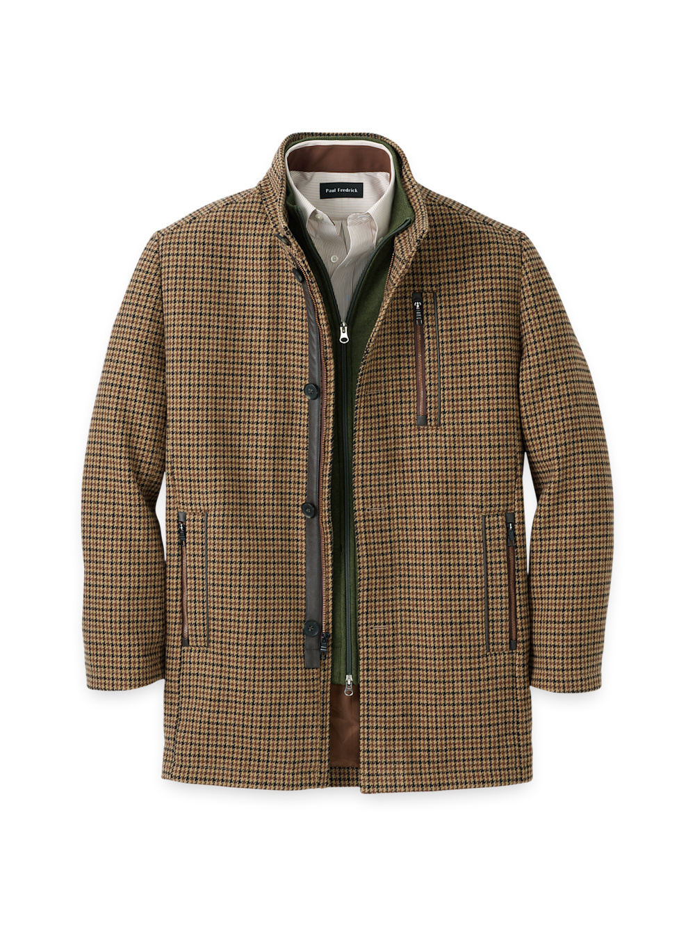 Wool Blend Houndstooth Carcoat - Black/tan – Paul Fredrick Wool Blend Houndstooth Carcoat - Black/tan – Paul Fredrick