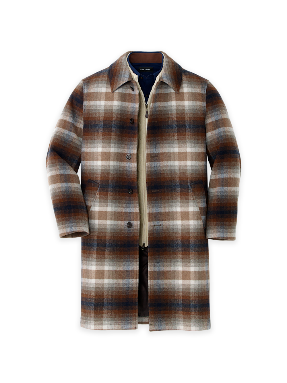 Plaid Shirt Collar Topcoat