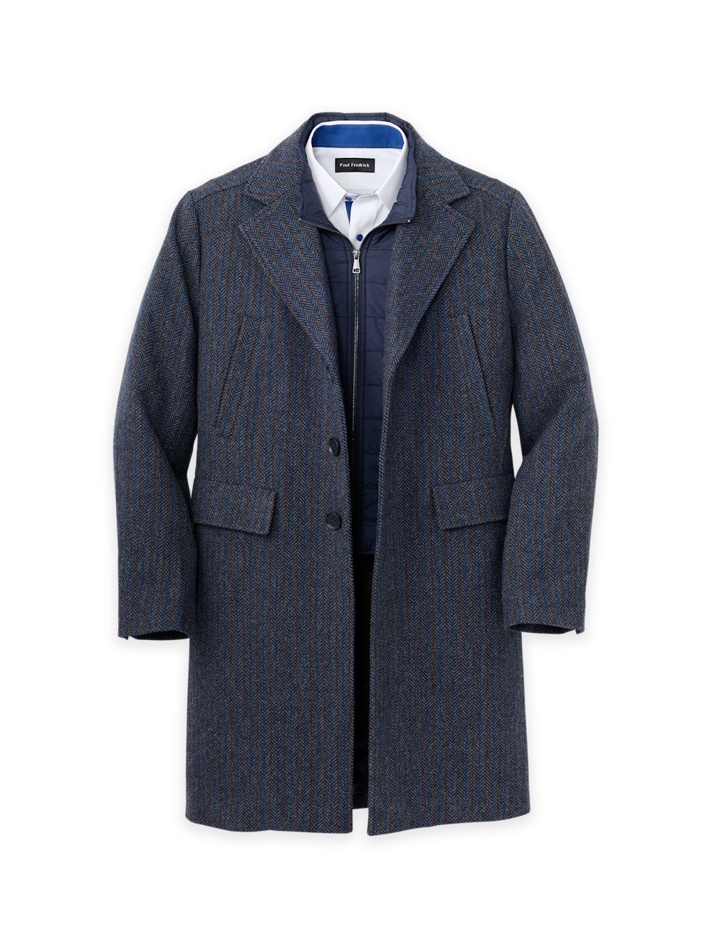 Herringbone Topcoat With Removable Bib