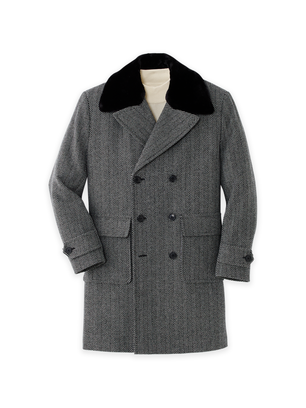 Herringbone Topcoat With Removable Sherpa