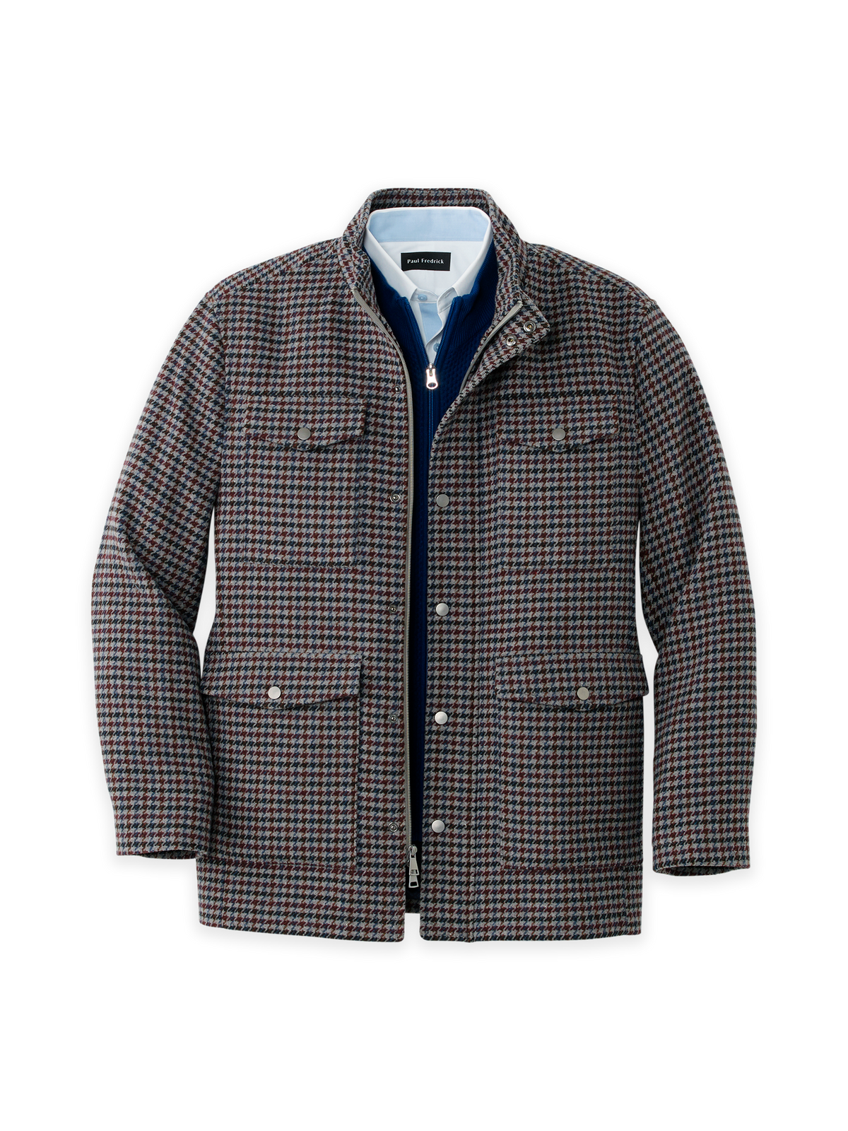 Wool Blend Houndstooth Field Jacket - Multi